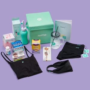 happy mama kit with the products laid out in front of it. 